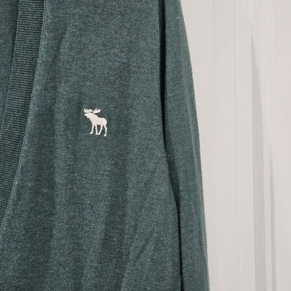 Abercrombie & Fitch Icon Boyfriend Cardigan in a Green Cotton Blend Knit Xlg - Picture 6 of 7